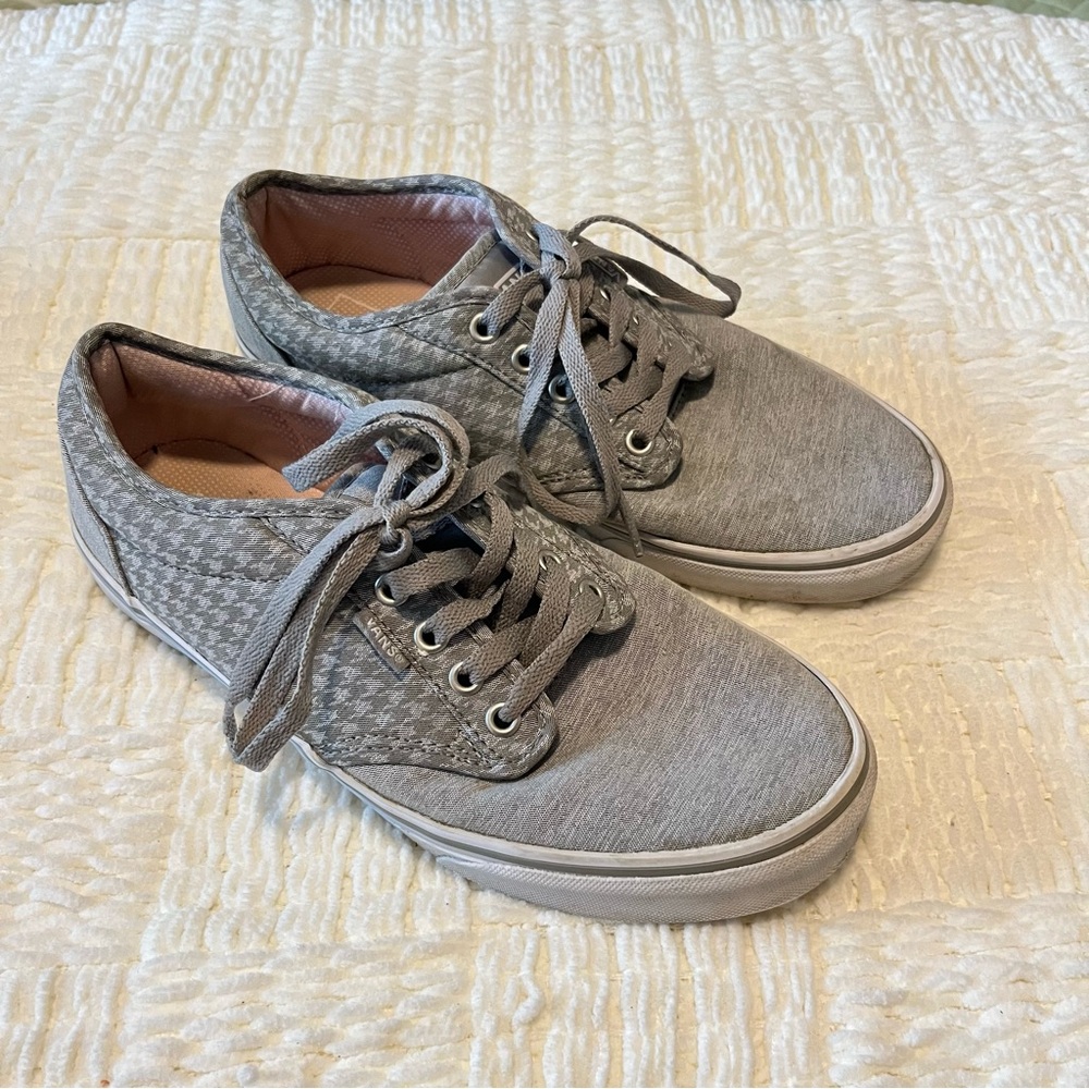 VANS Atwood Women’s Sneakers Gray Canvas Lace-Up Size 10 Casual Skate Shoes